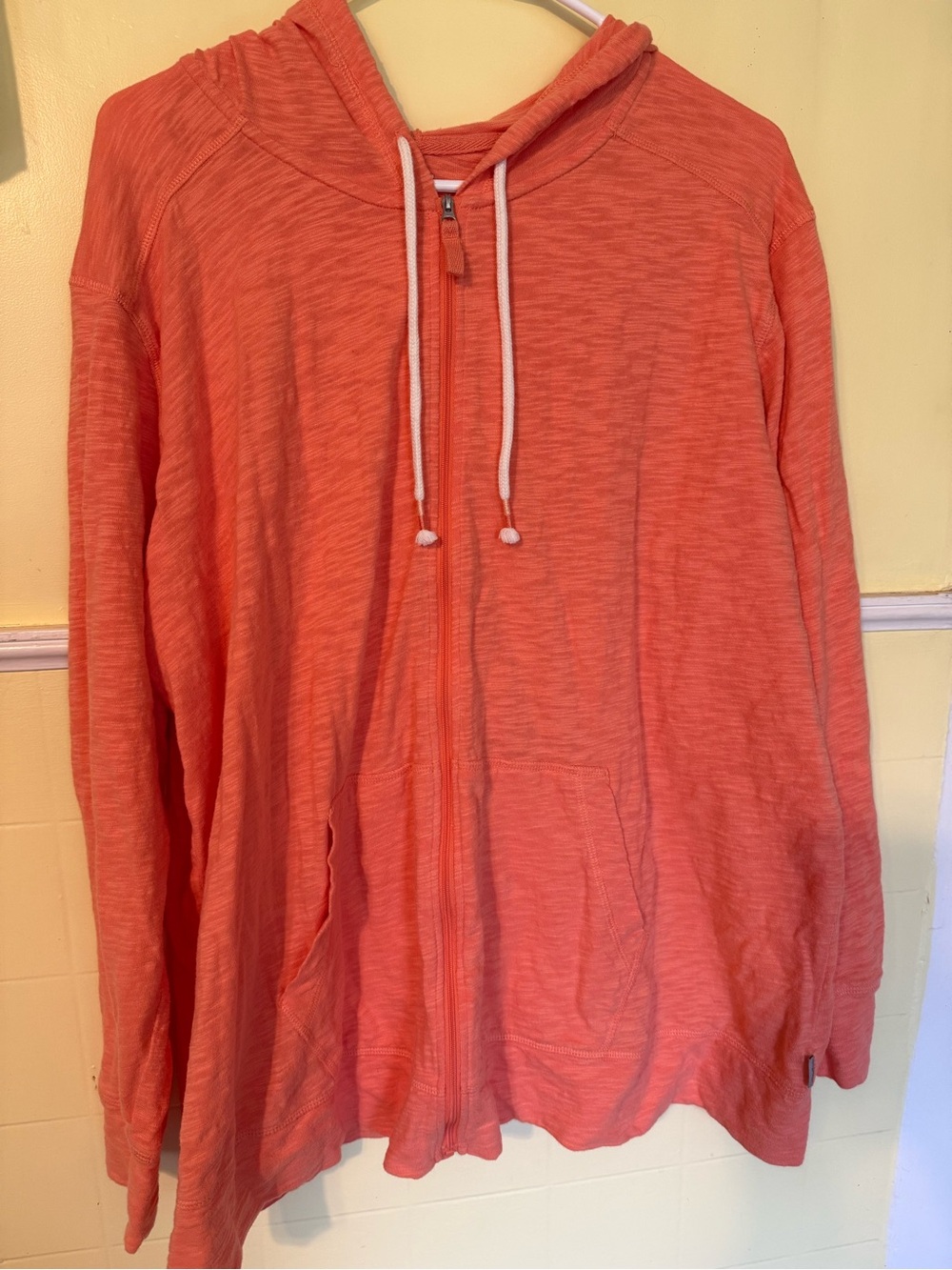 Eddie Bauer Coral Light Weight Zip-Up Hooded Sweater